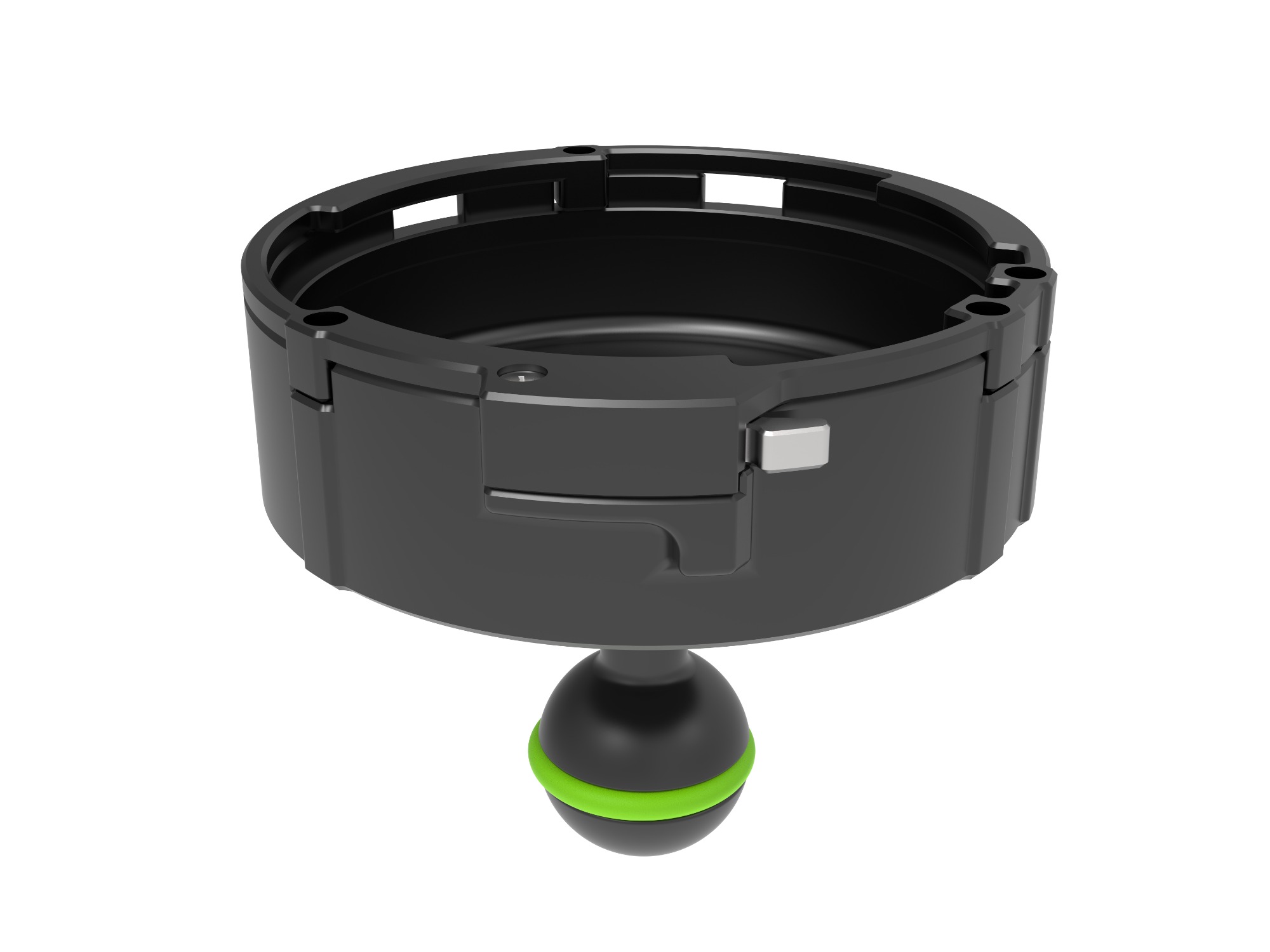 Underwater Wet‑Lens Holder with Integrated Ball‑Mount Base